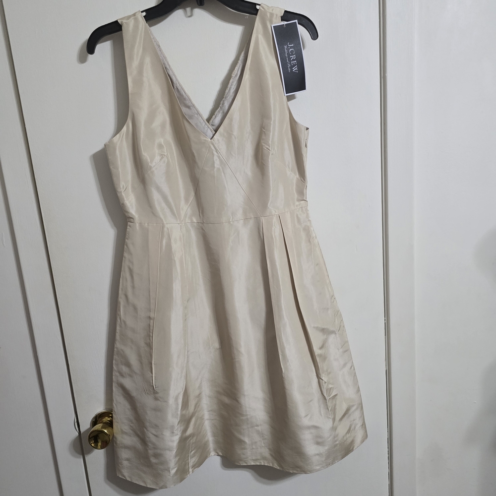 J.Crew Size 8 Silk Beige Dress - Picture 4 of 6